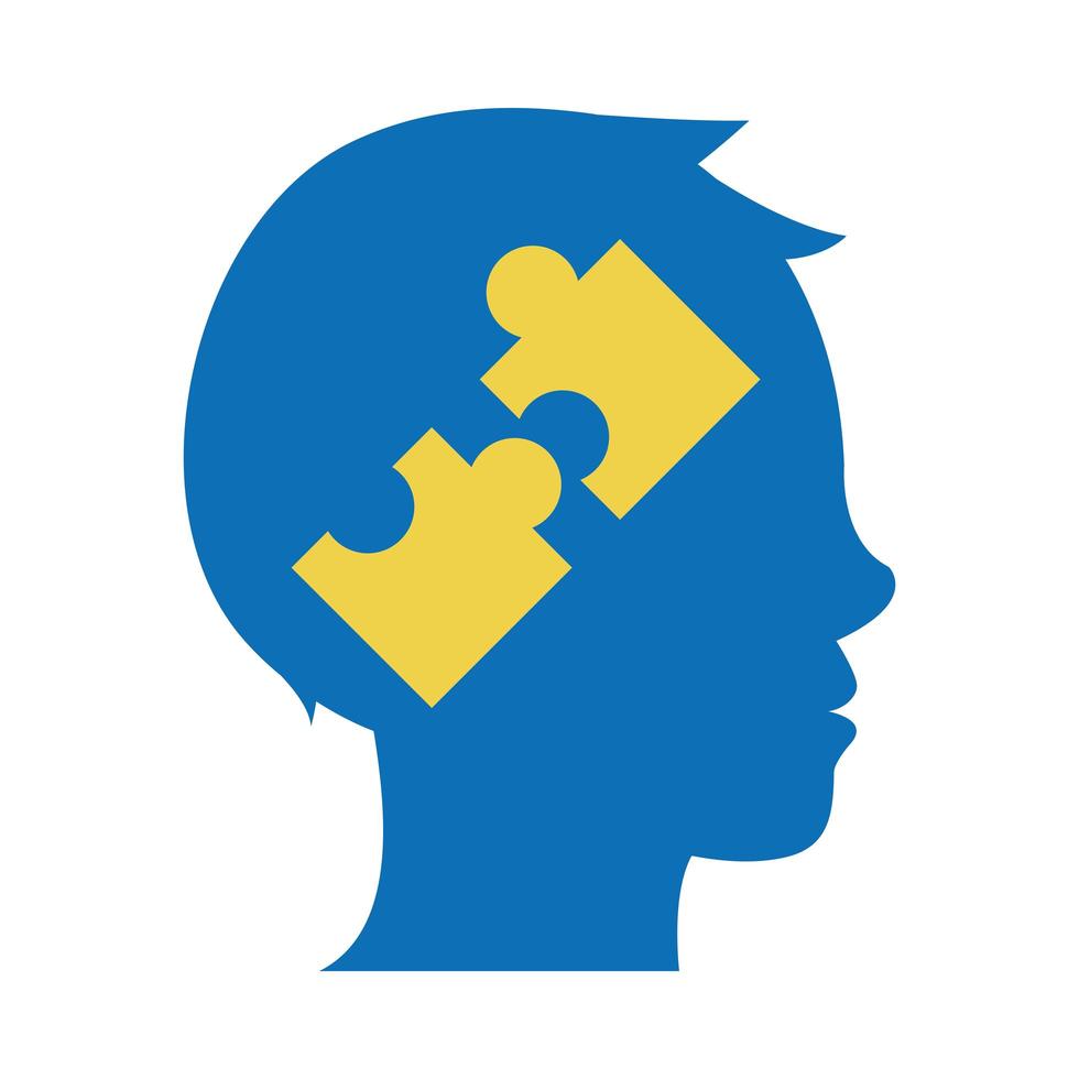 world down syndrome day profile human head puzzles brain flat style vector