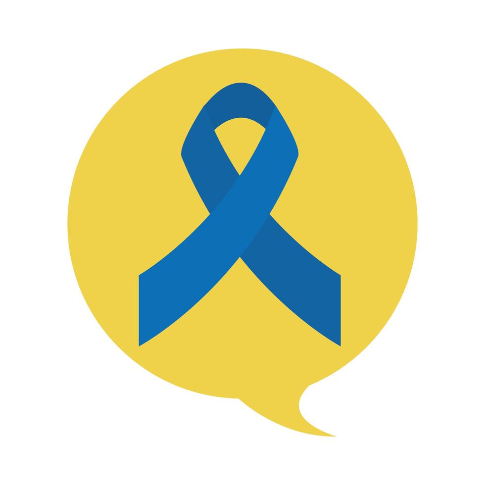 world down syndrome day speech bubble blue ribbon flat style vector