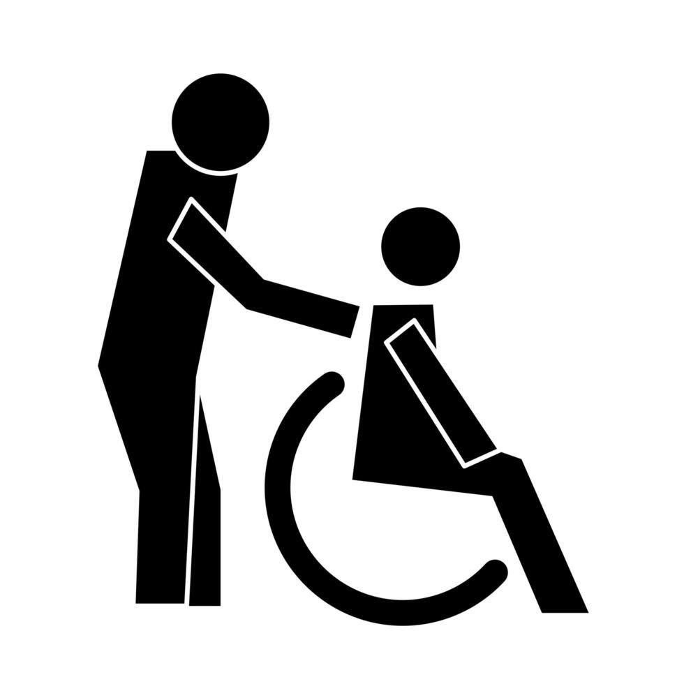 humans figures in wheelchair health pictogram silhouettes style vector