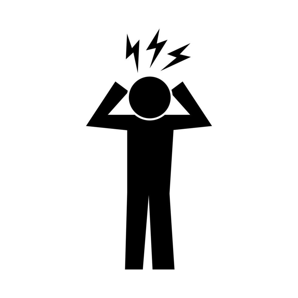 human figure with headache health pictogram silhouette style vector