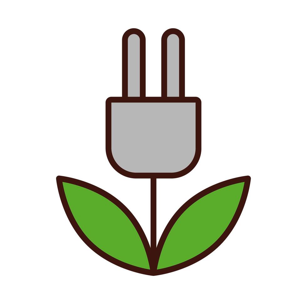 energy connector wire with leaf line and fill style vector