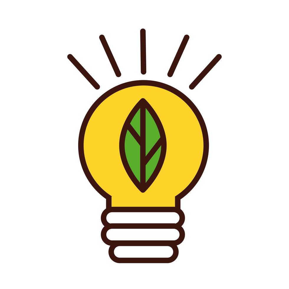 ecology bulb with leaf line and fill style vector