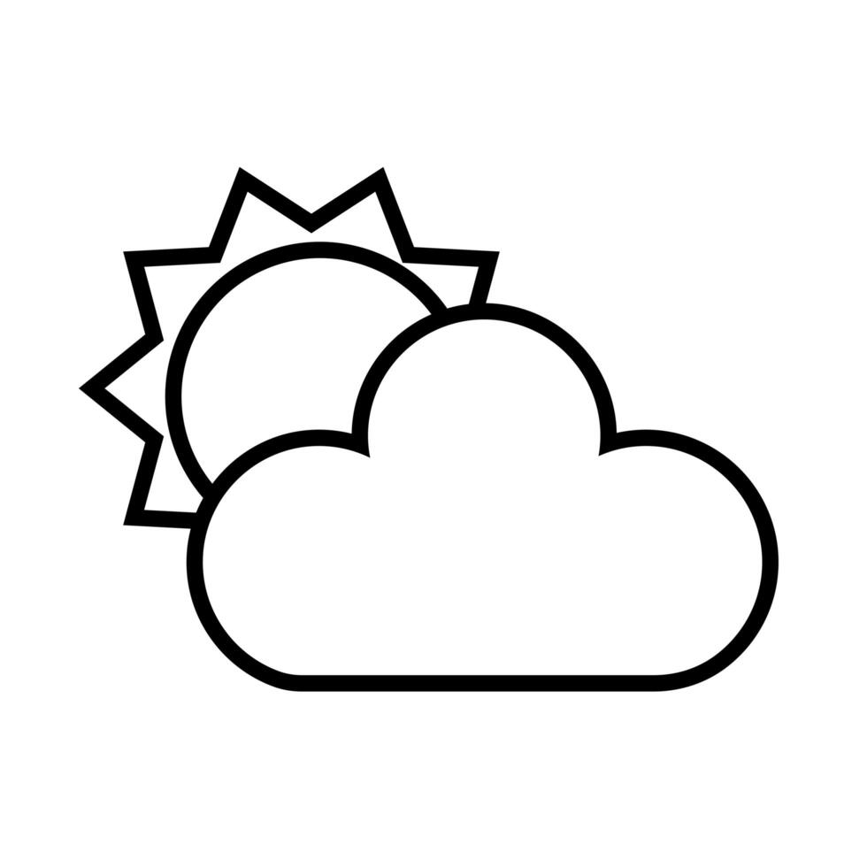 cloud with sun line style icon vector