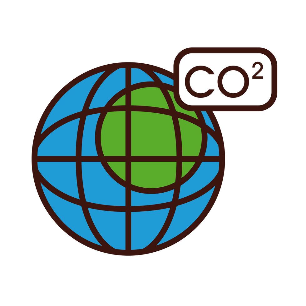 planeta con línea de co2 e icono de estilo de relleno vector