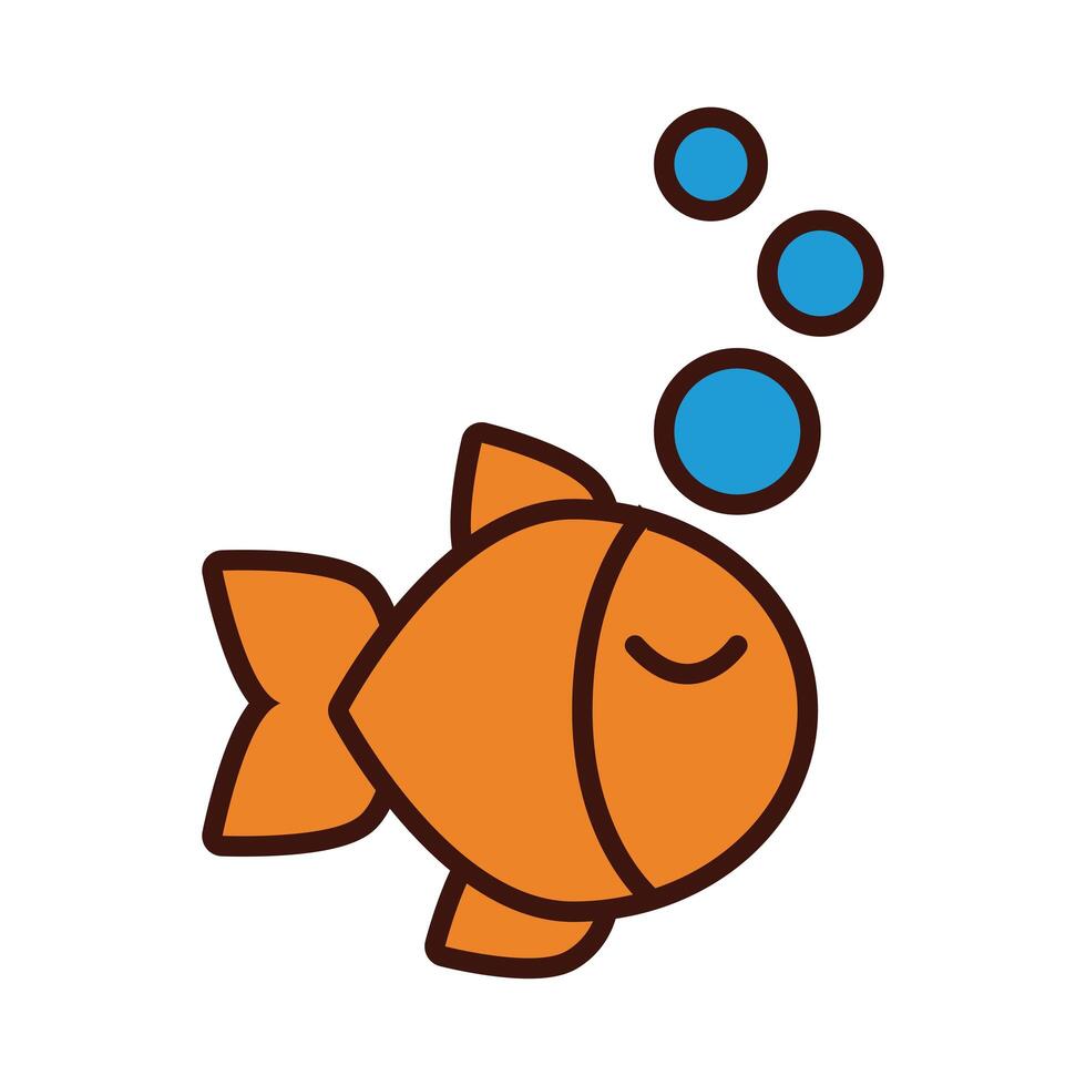 fish swiming line and fill style icon vector
