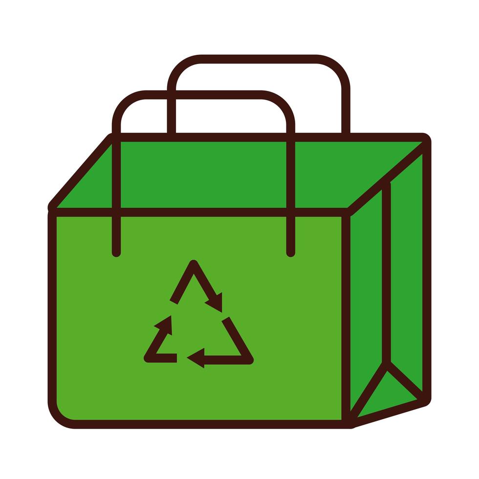 bolsa de compras con flechas reciclar símbolo de línea y estilo de relleno vector