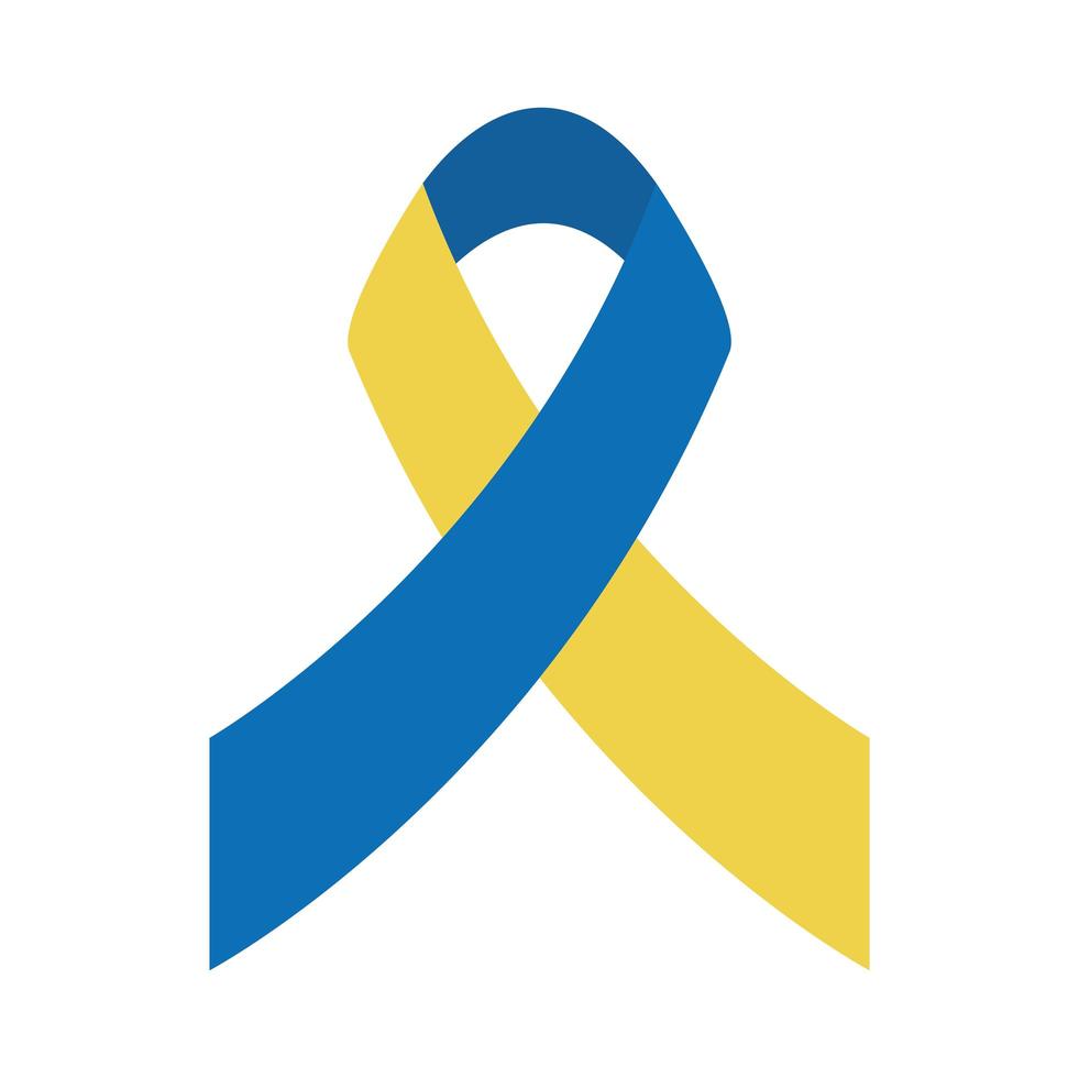 world down syndrome day yellow and blue ribbon awareness flat style vector