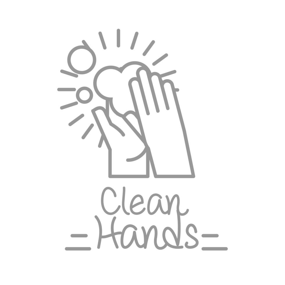 new normal clean your hands frequently after coronavirus hand made line style vector