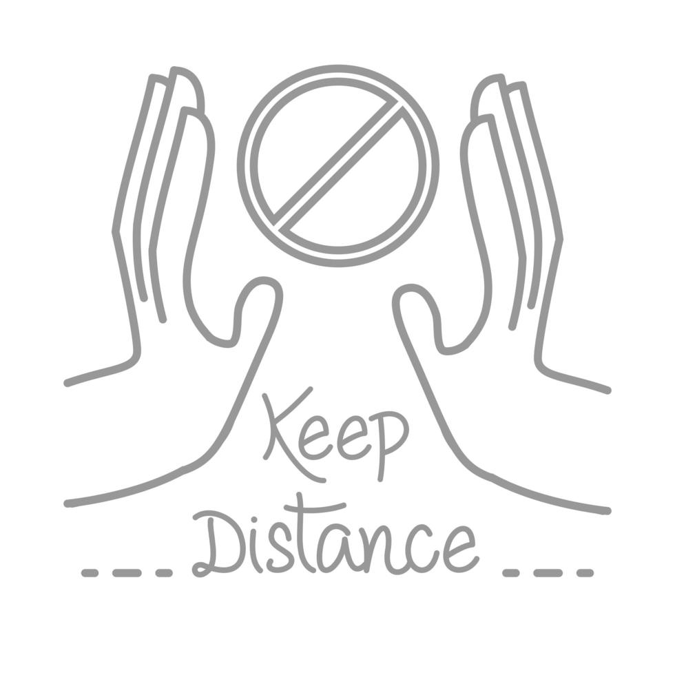new normal keep social distancing after coronavirus hand made line style vector
