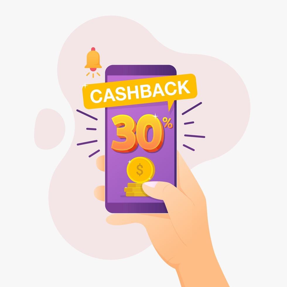 Cashback banner design concept for saving and refund money vector
