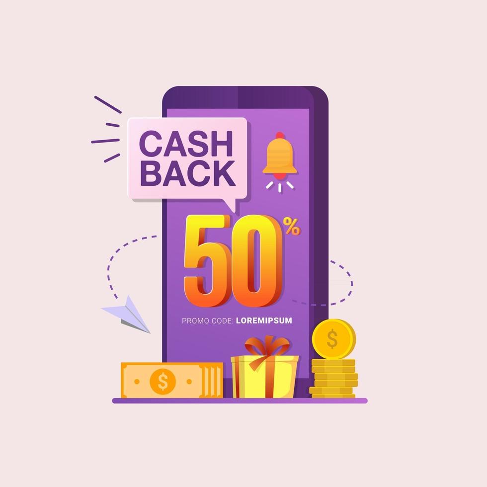 Cashback banner design concept for saving and refund money vector