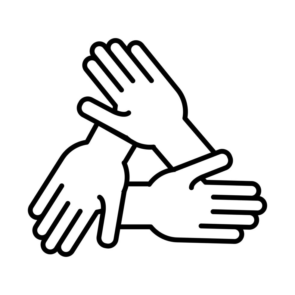 hands human solidarity line style vector