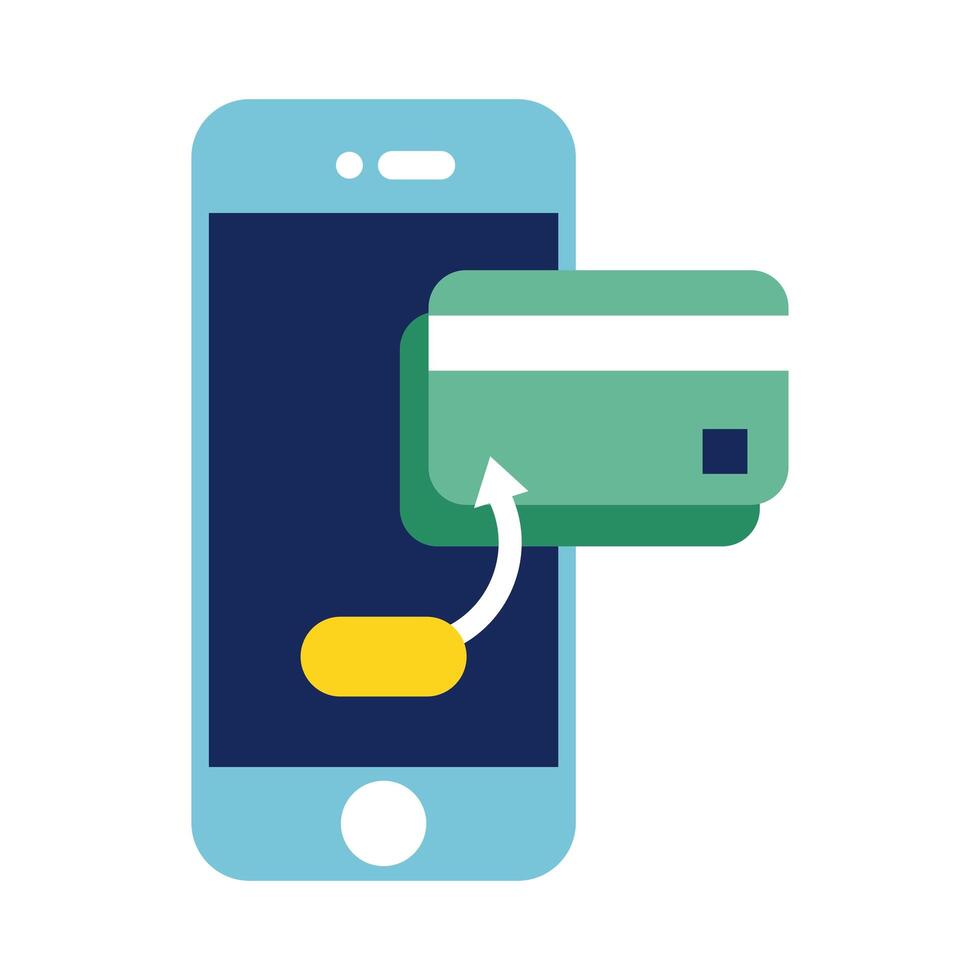 smartphone with credit card flat style vector