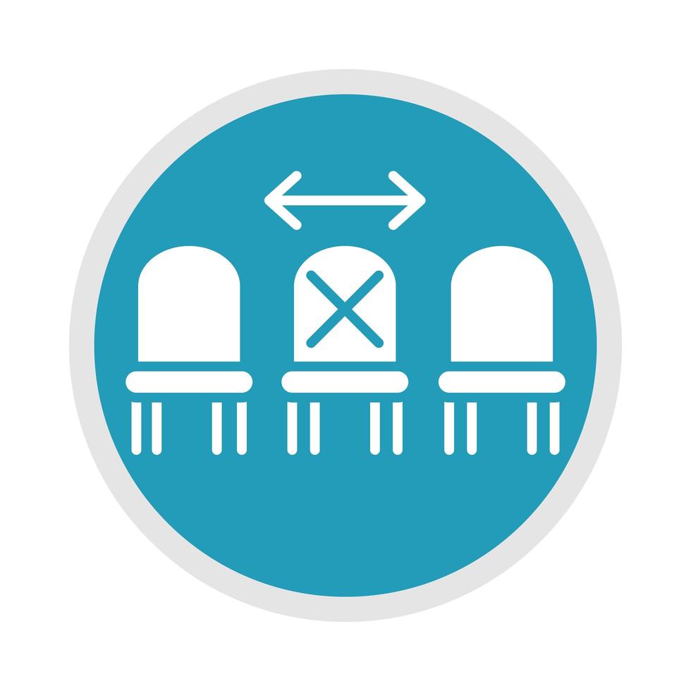new normal practice social distancing after coronavirus disease covid 19 blue silhouette icon vector
