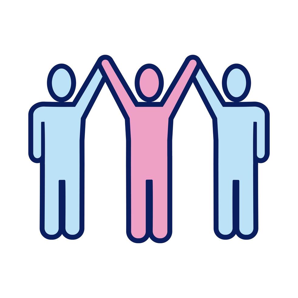 group of figures humans line and fill style vector