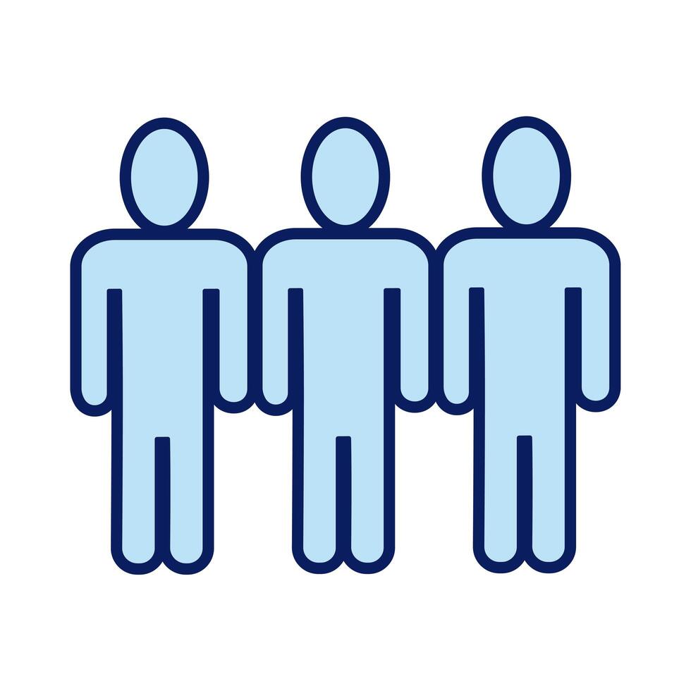 group of figures humans line and fill style vector