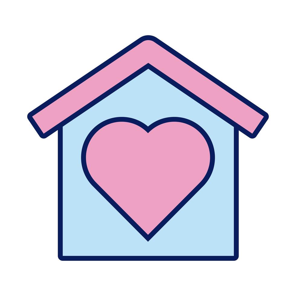 house with heart solidarity line and fill style vector