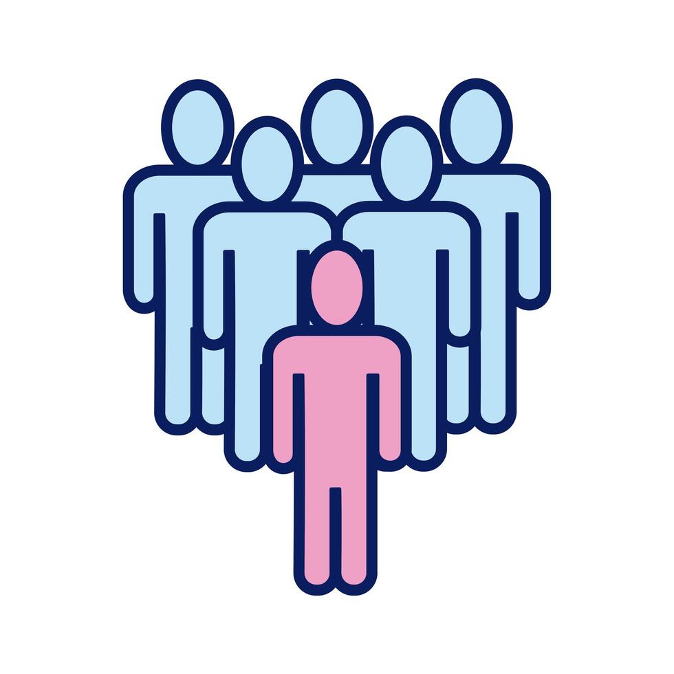 group of figures humans line and fill style vector