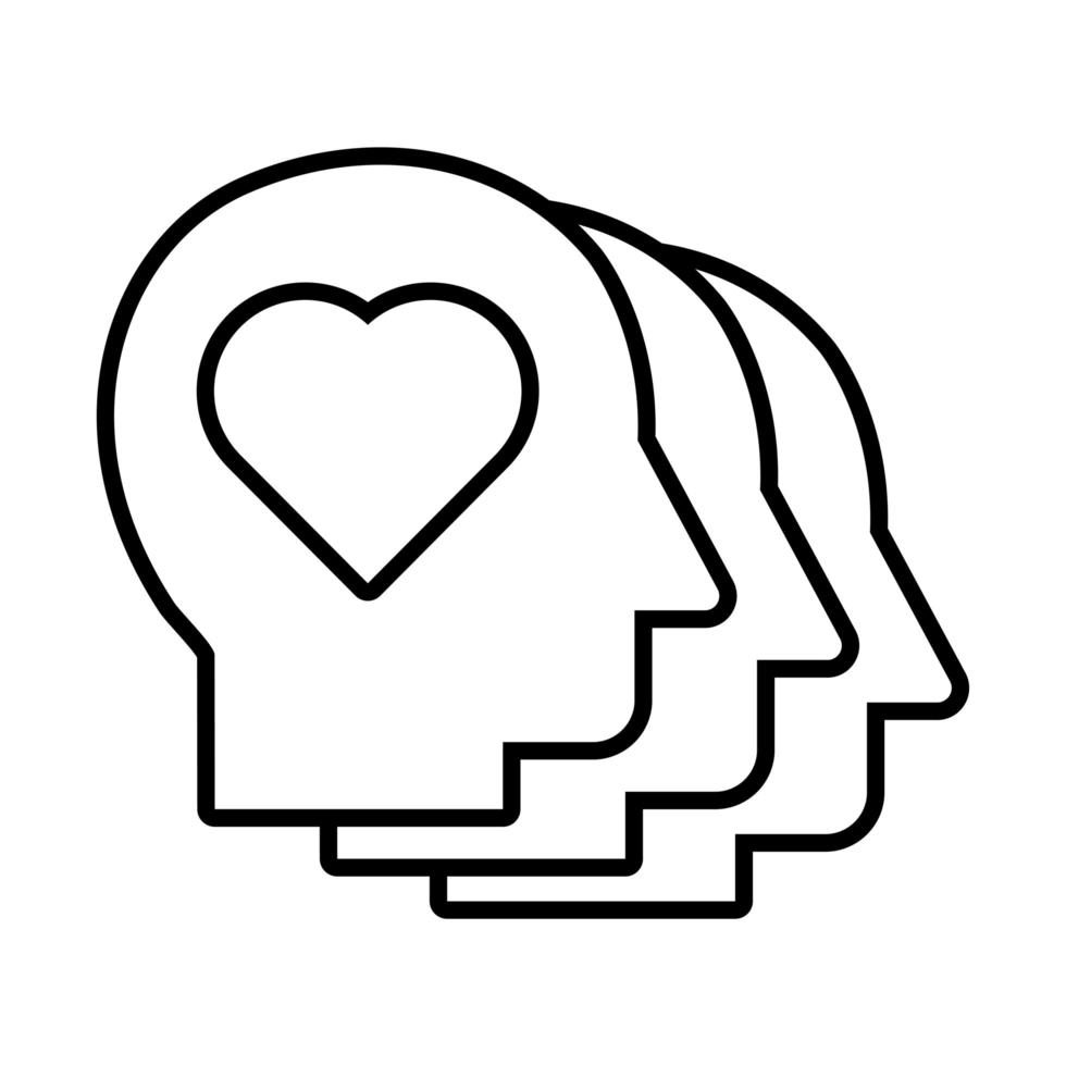 profiles humans with hearts solidarity line and fill vector