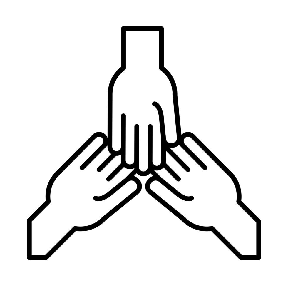 hands human solidarity line style vector