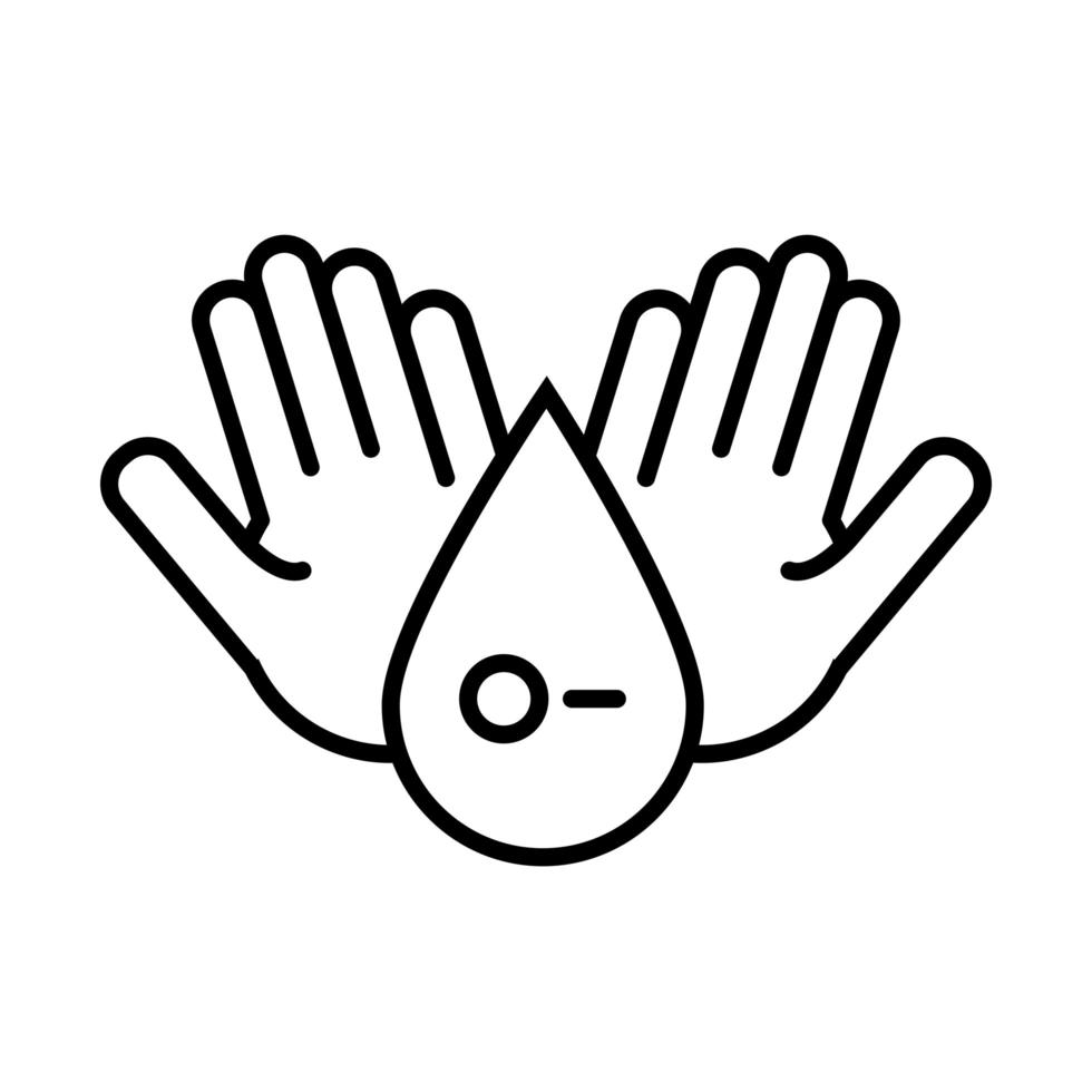 hands lifting drop blood solidarity line style vector