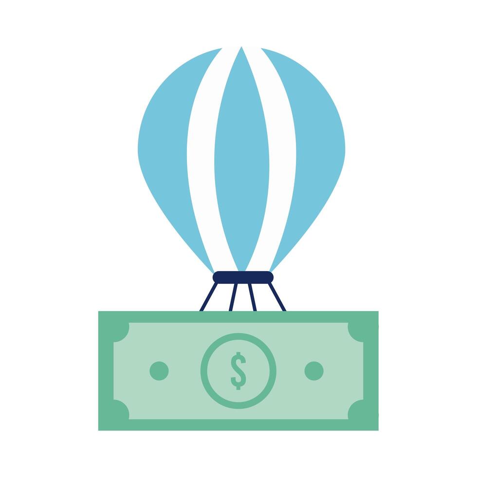 bills money dollars in balloon air hot flat style vector