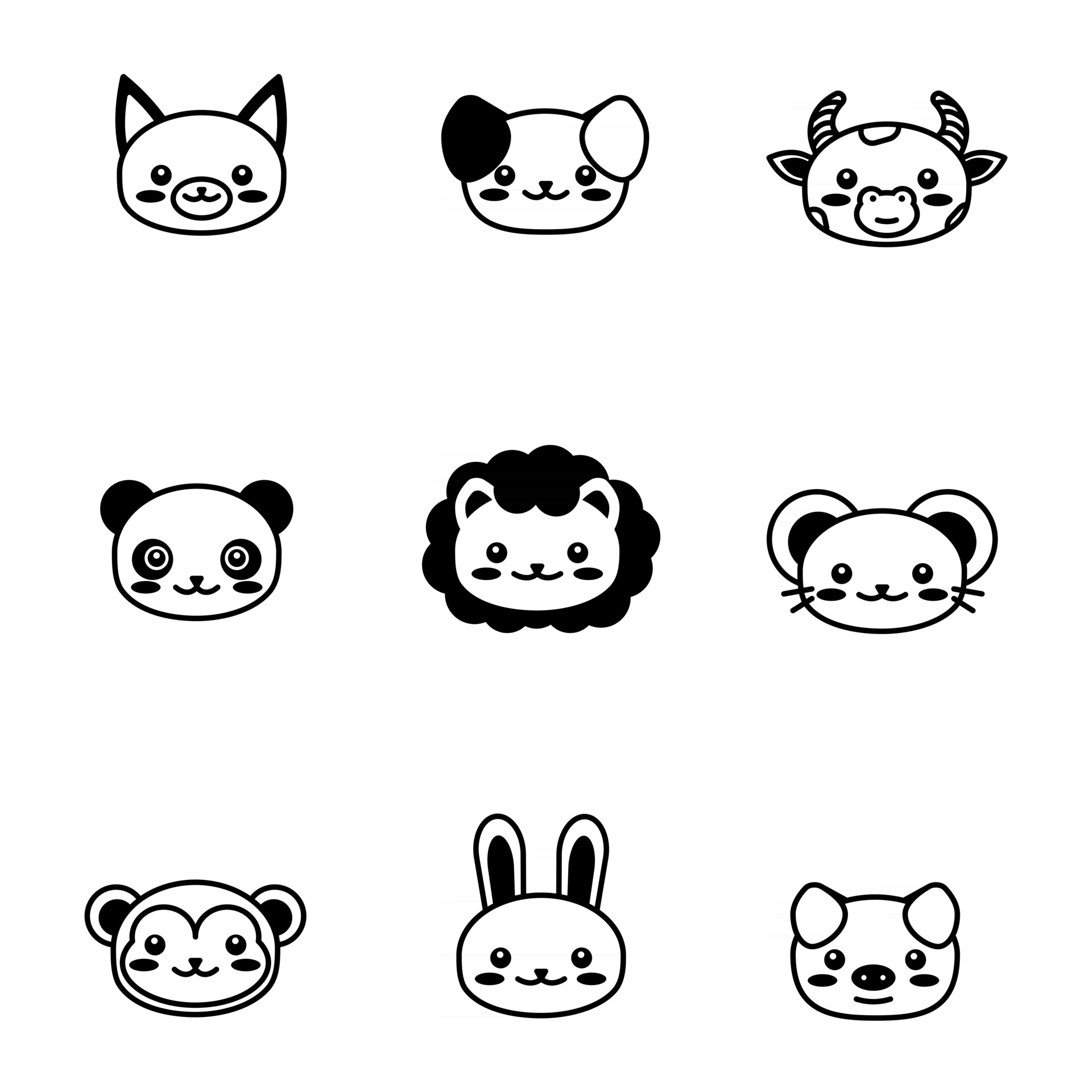 face cute pet animal Outline symbol Kawaii animal 2588593 Vector ...