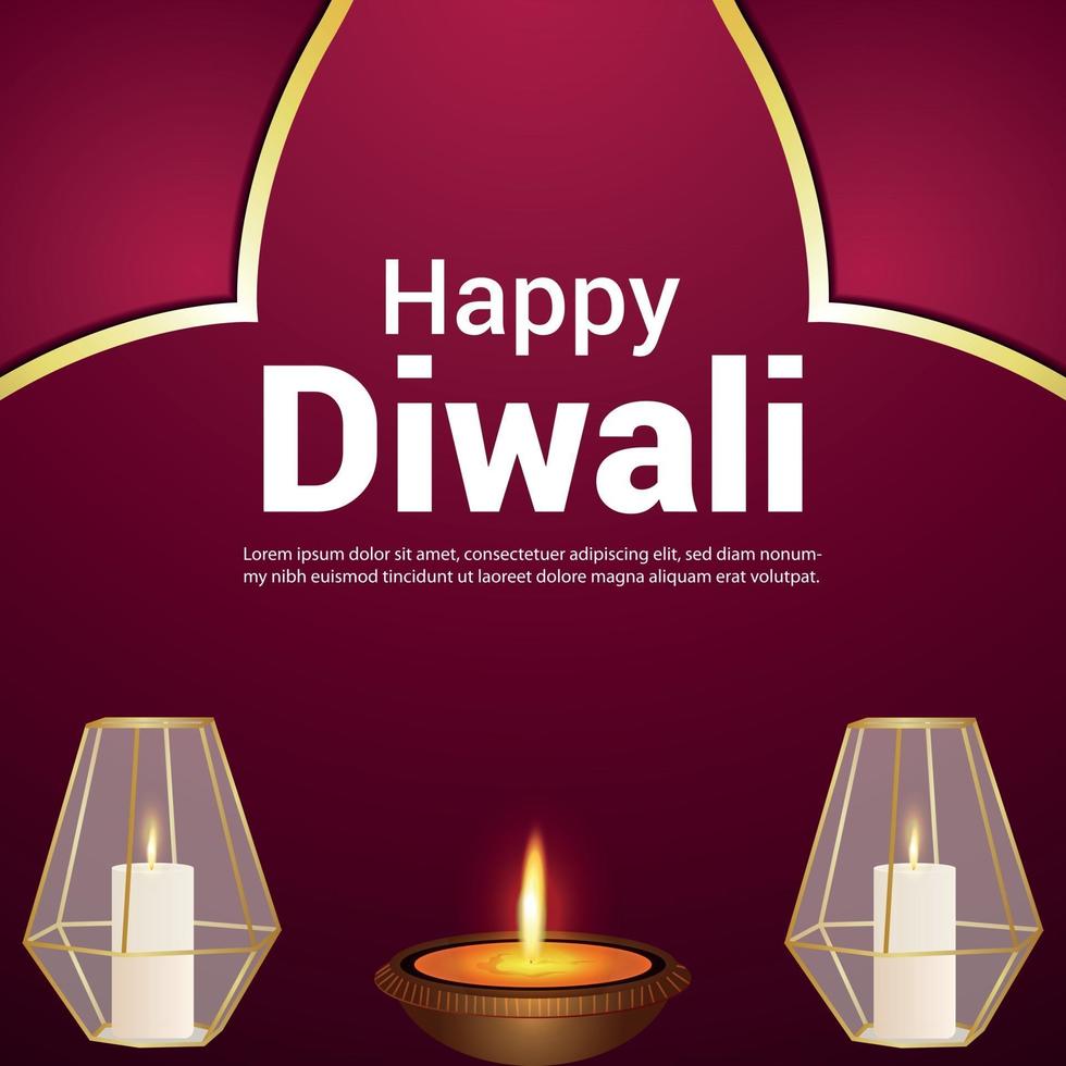 Diwali festival of india celebration greeting card with vector illustration