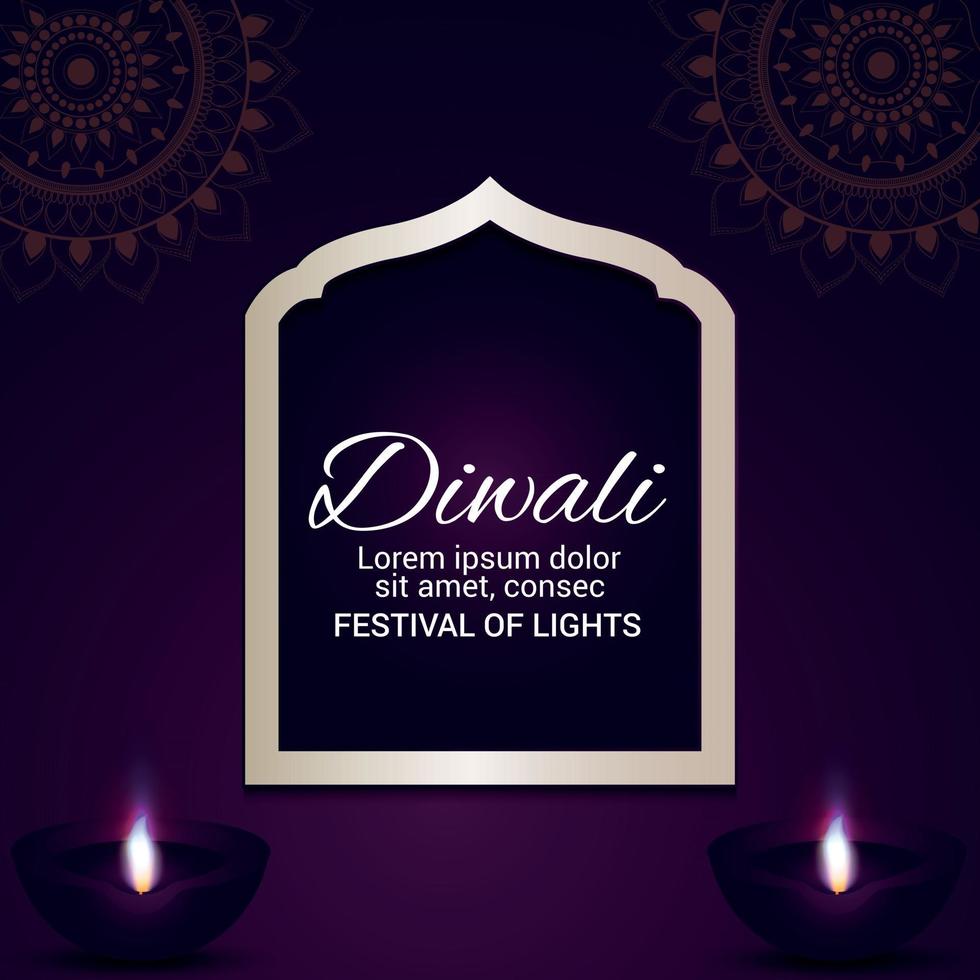 Diwali the festival of light celebration greeting card vector