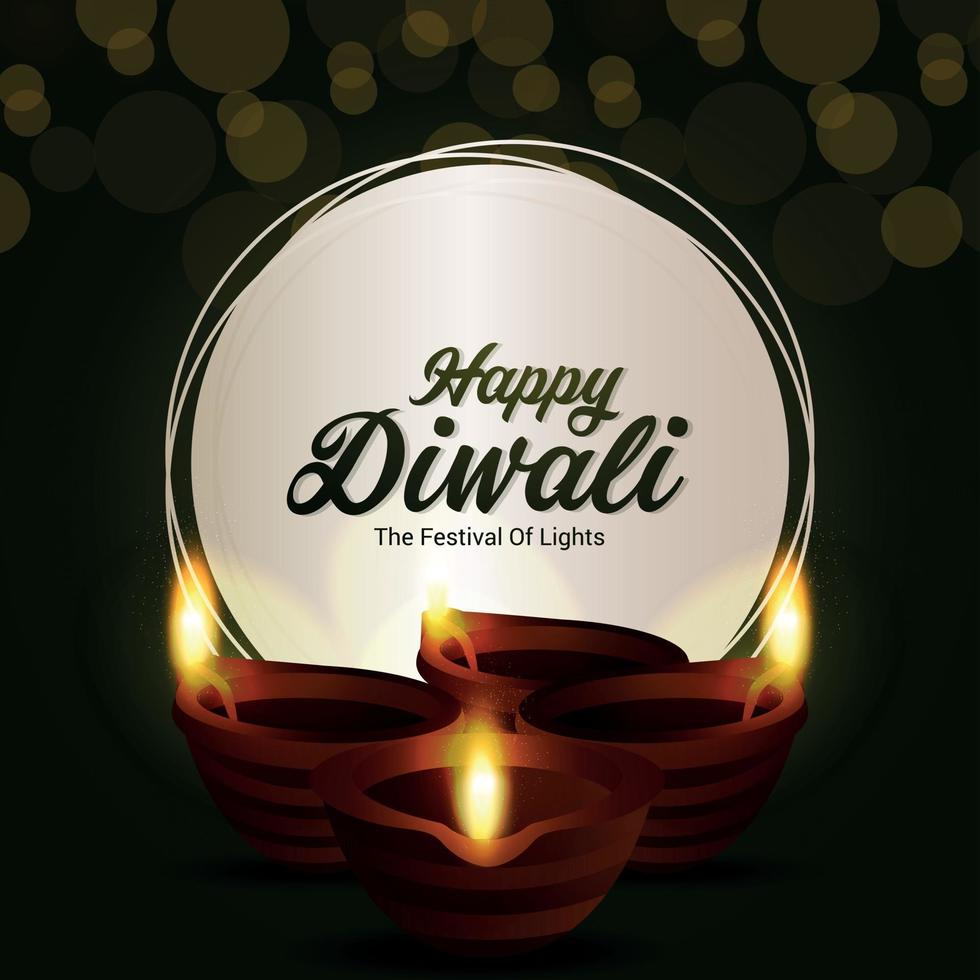 Creative vector illustration of happy diwali indian festival the festival of light greeting card