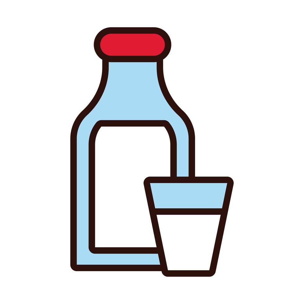 bottle milk line and fill style vector