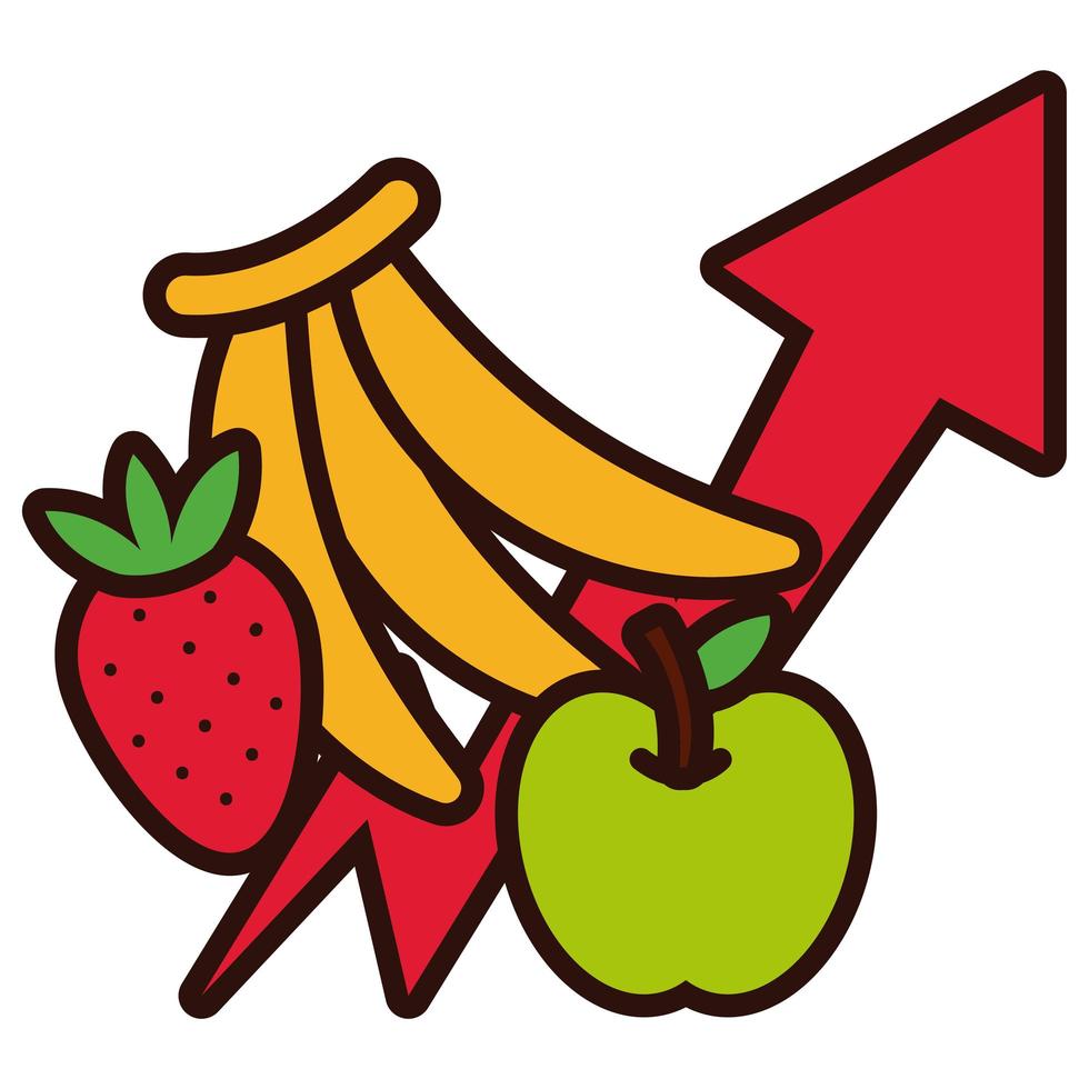 fruits fresh line and fill style vector