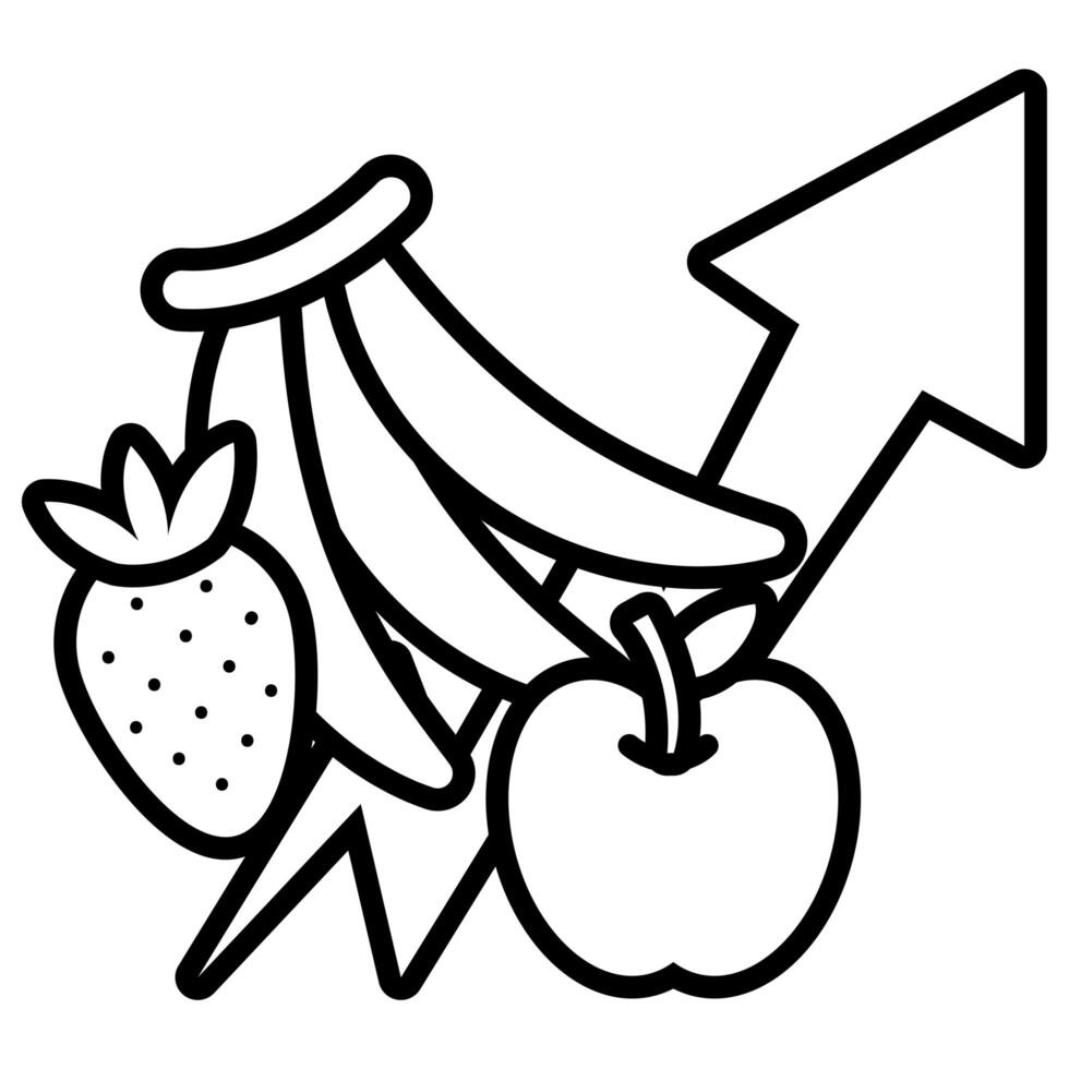 estilo de línea fresca de frutas vector