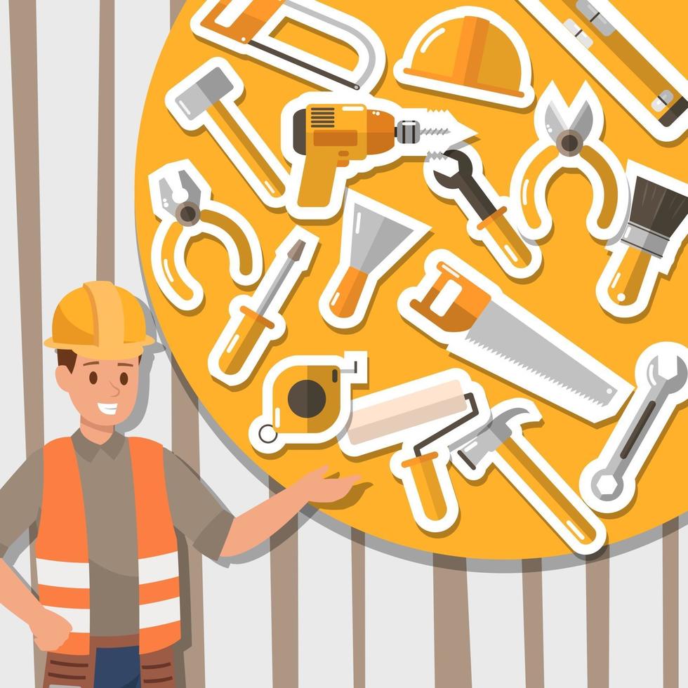 Craftsman working and construction tools Icon design vector