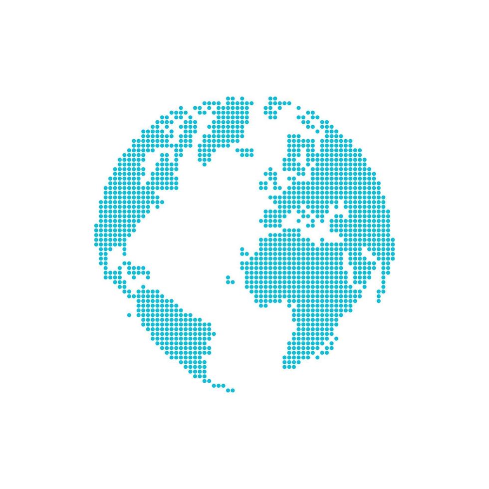 Dotted style globe and map vector