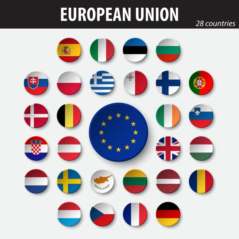 banderas de la unión europea y miembros vector