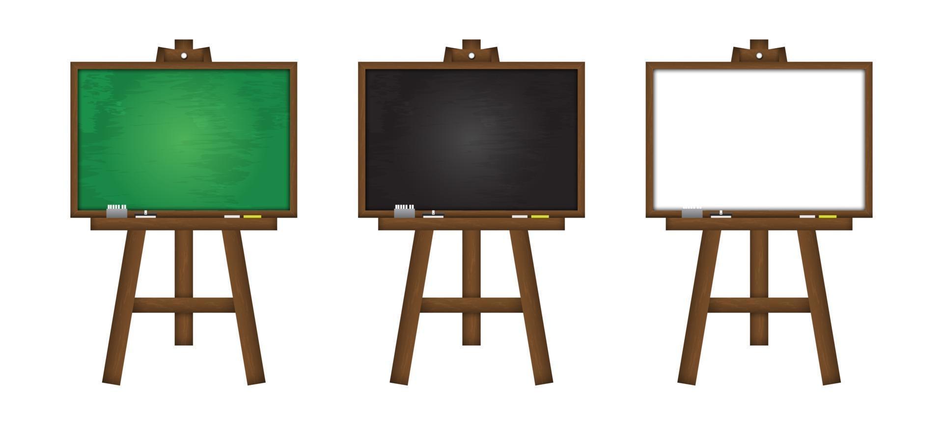Set of realistic vector blackboard  greenboard and whiteboard