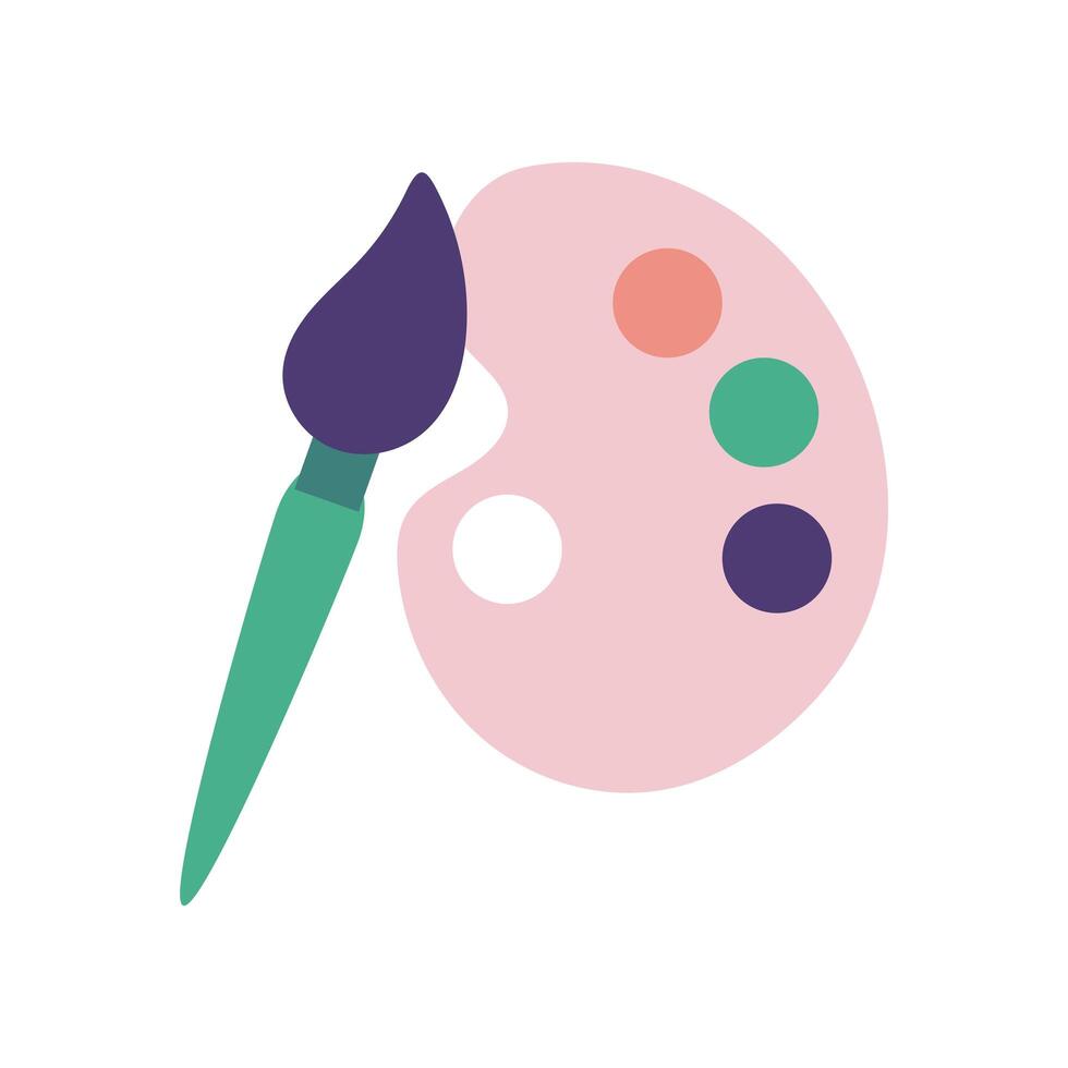 palette paint colors and brush flat style vector