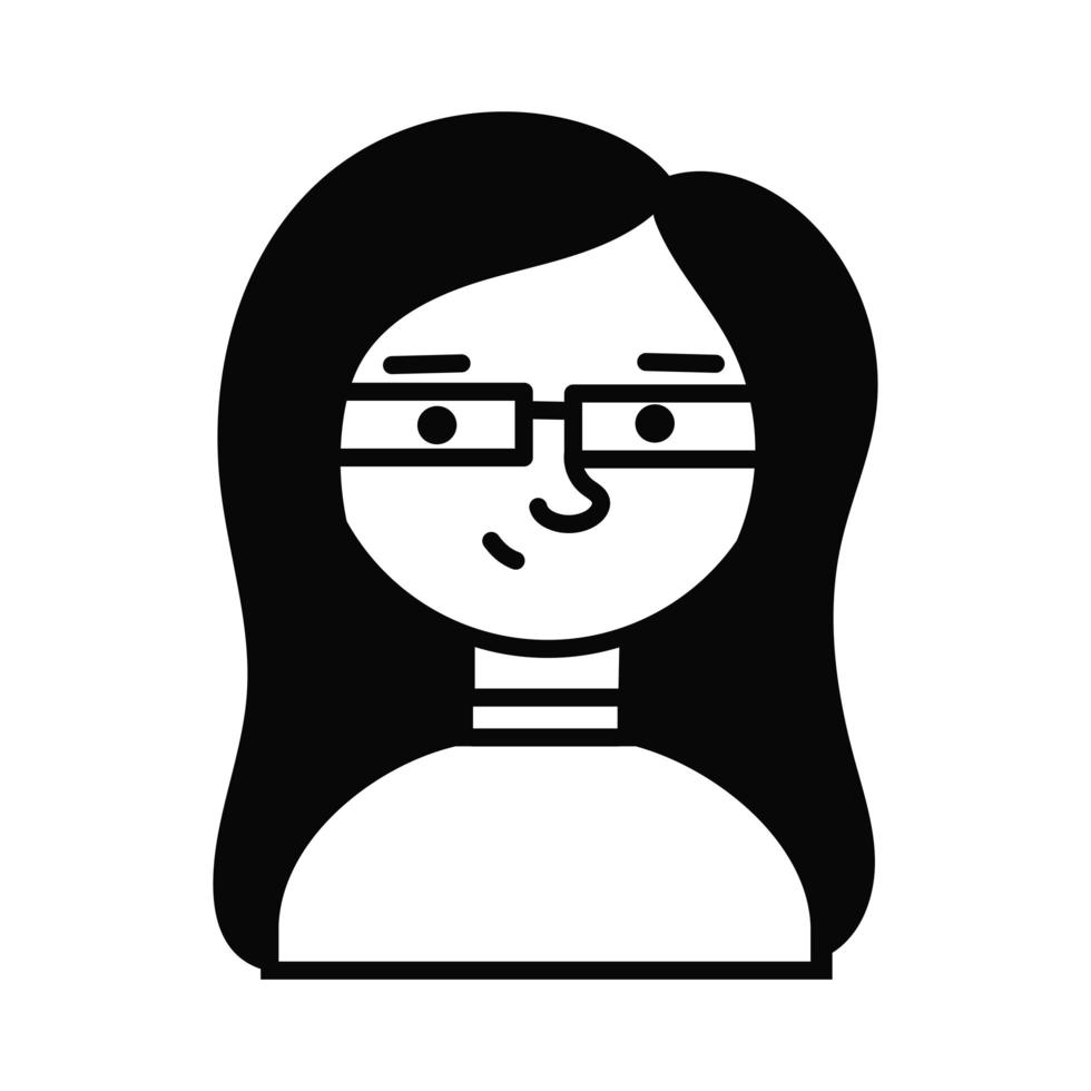 mujer mujer con anteojos avatar personaje vector