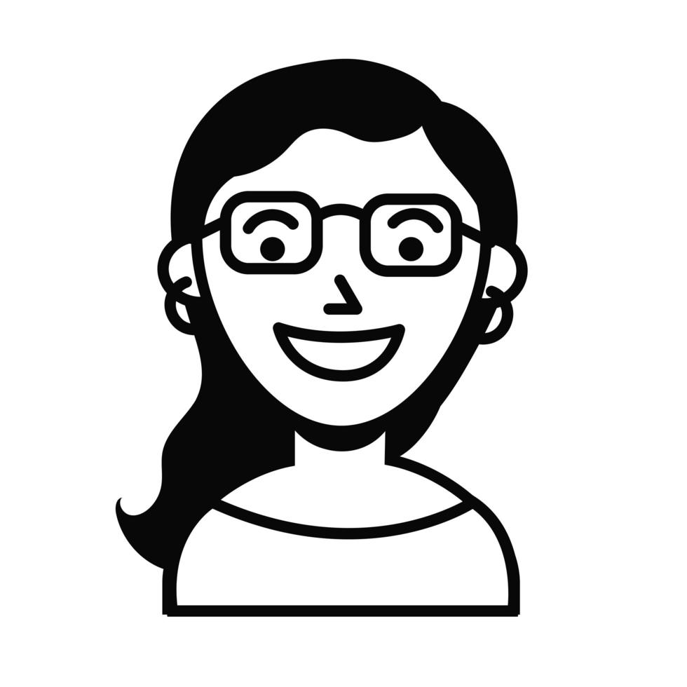 mujer mujer con anteojos avatar personaje vector
