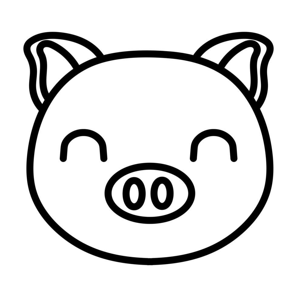 cute little piggy line style icon vector