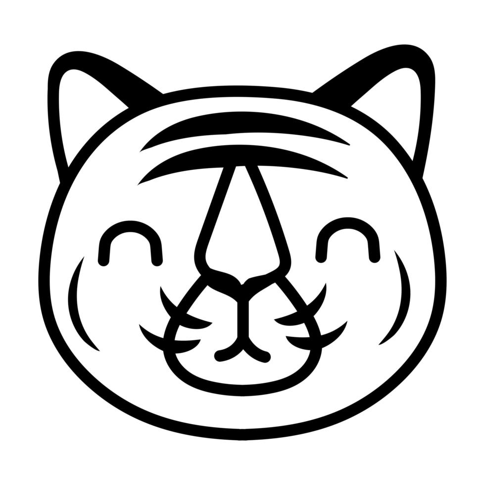 lindo estilo de línea de cabeza de tigre pequeño vector