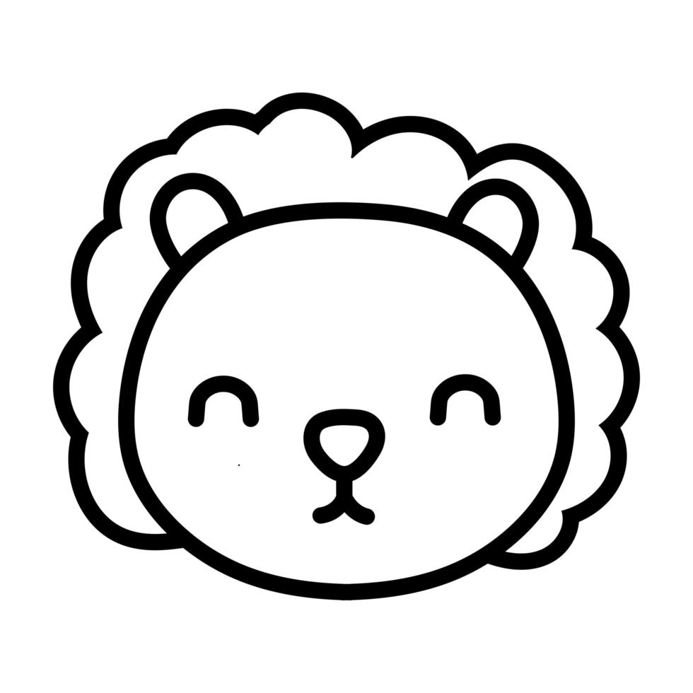 cute little lion line style vector