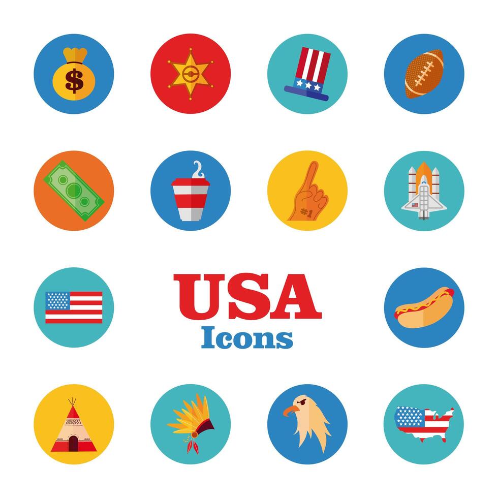 bundle of usa set icons vector