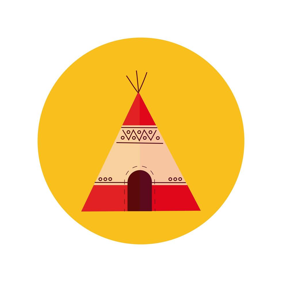 native American tent block and flat style vector