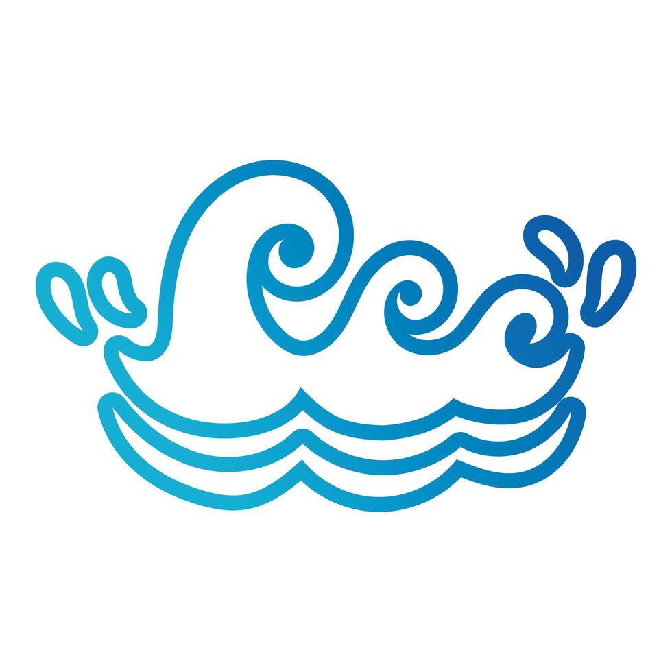 water waves ocean line gradient style icon vector