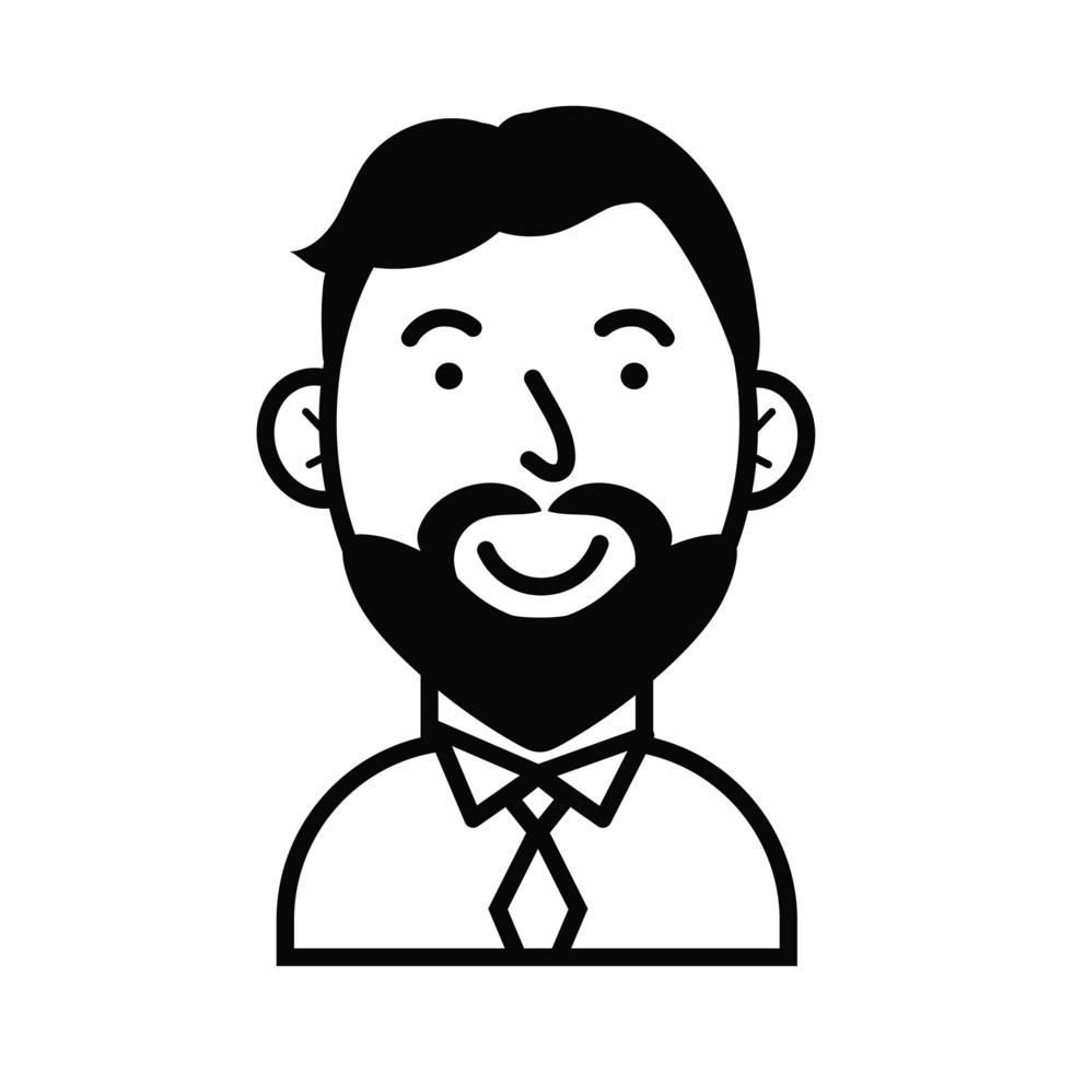 young man bearded avatar character icon vector