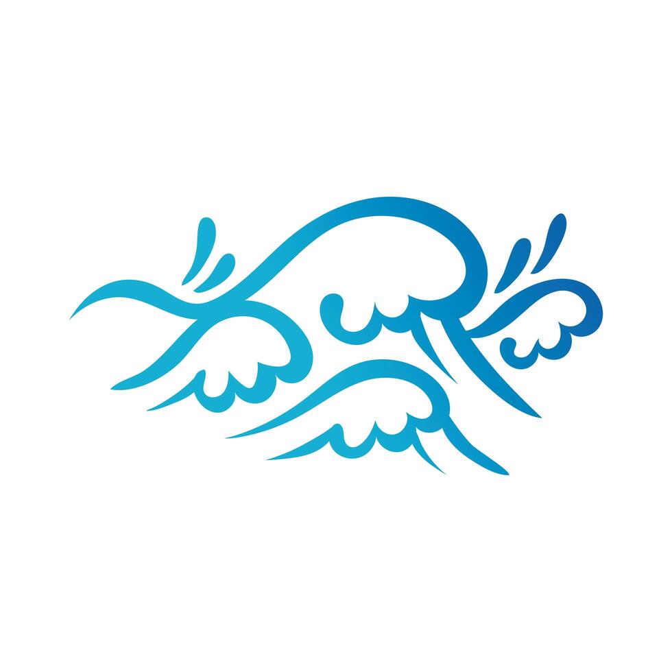 water waves ocean line gradient style icon vector