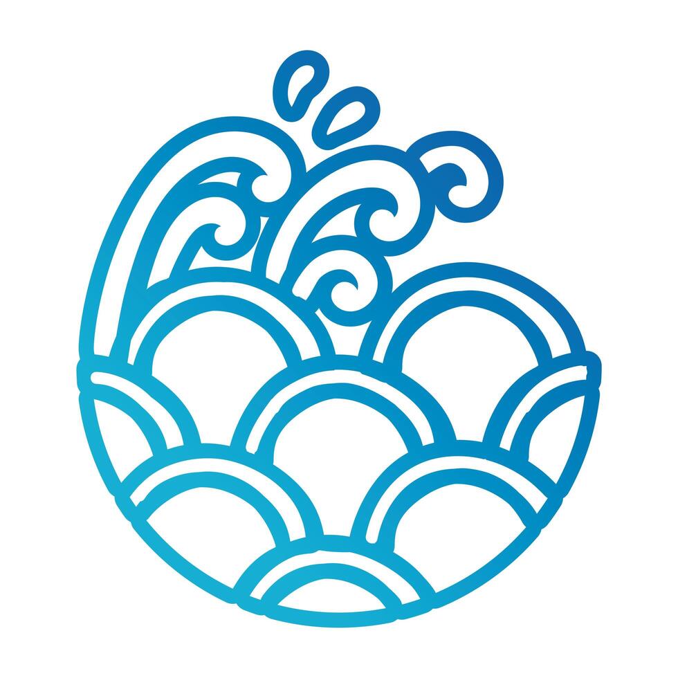 water waves ocean line gradient style icon vector