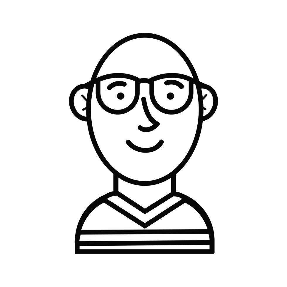 young man with eyeglasses avatar character icon vector